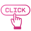 Animated click button icon pink call to action